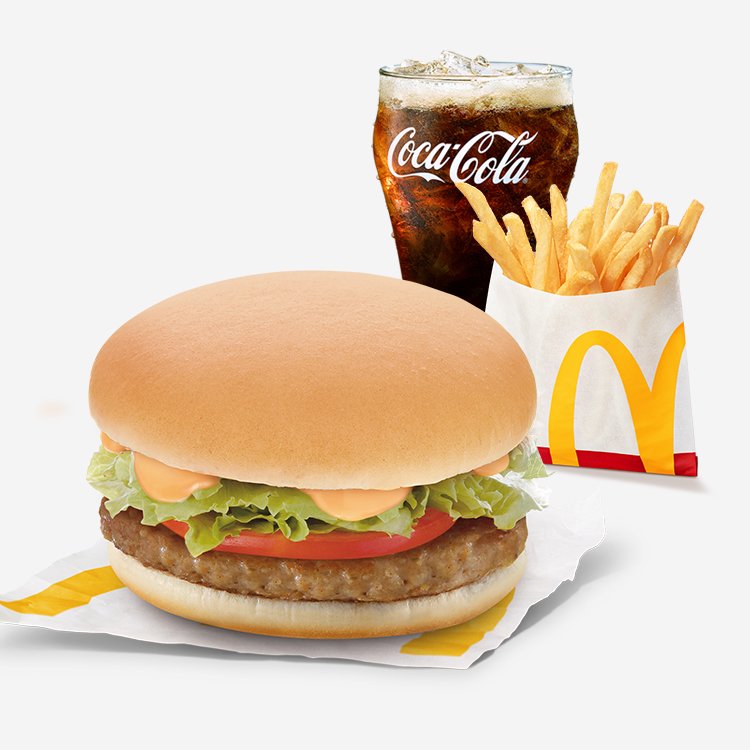 Burger McDo w/ regular fries and drinks w/ Lettuce & Tomatoes