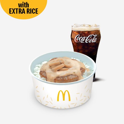 Sulit-Busog - 1-pc. Mushroom Pepper Steak with Extra Rice Meal